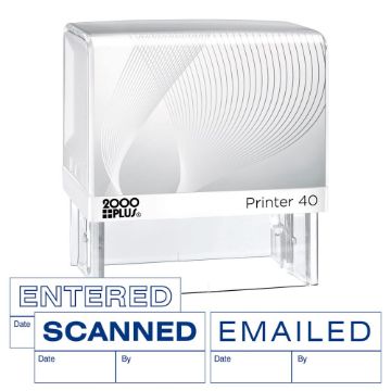 2000 PLUS 3-In-1 Jumbo Self-Inking Message Stamp, ENTERED, SCANNED, EMAILED, 2 1/4" x 7/8" Impression, Blue Ink (035669)