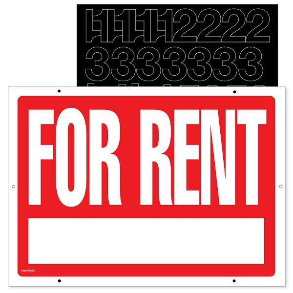 Cosco Sign and Stake Kit, FOR RENT, 2-Sided, 6" x 17", Red (098073)