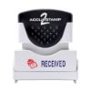 AccuStamp 2 Message Stamp with Shutter, 2-Color, RECEIVED, 1-5/8" x 1/2" Impression, Pre-Ink, Blue and Red Ink (035537)