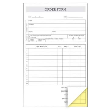 Cosco® Order Form Book, Simple, 8 1/2" x 5",  2-Part Carbonless, 50 sets (074001)