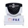 CoscoProducts ACCU-STAMP2 Message Stamp with Shutter, 2-Color, FILE, 1-5/8" x 1/2" Impression, Pre-Ink, Blue and Red Ink (035534)