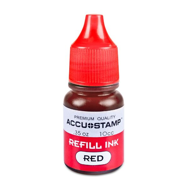 ACCUSTAMP Ink Refill for Pre-Ink Stamps, Premium Ink for Pre-Inked Stamps and Gel Stamp Pads, Red (090683)