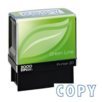 2000 PLUS Green Line Self-Inking Message Stamp, COPY, 80% Recycled, 1 1/2" x 9/16" Impression, Blue Ink (098367)