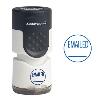 Accustamp Message Round Pre-Inked Message Stamp, E-MAILED, 5/8" Diameter Impression, Blue Ink (035655)