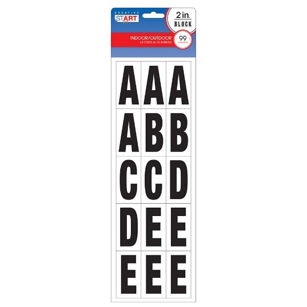 Creative Start Indoor/Outdoor Letters & Numbers Adhesive, 2", Black (098131)