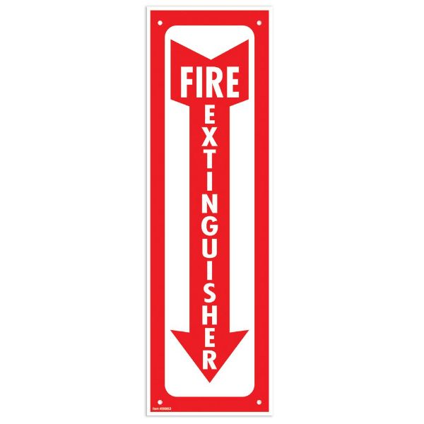 Cosco Sign, Glow In Dark, FIRE EXTINGUISHER, 4" x 13", Red and White (098063)
