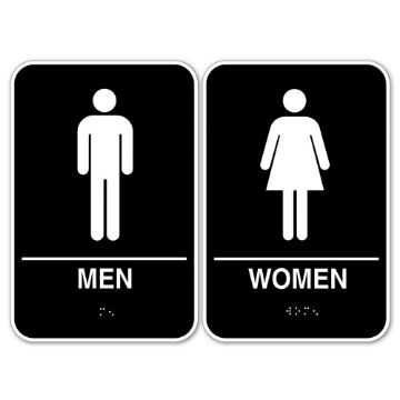 Cosco ADA Sign MEN and WOMEN Restroom Signs, 6" x 9", 2 pack (098095)
