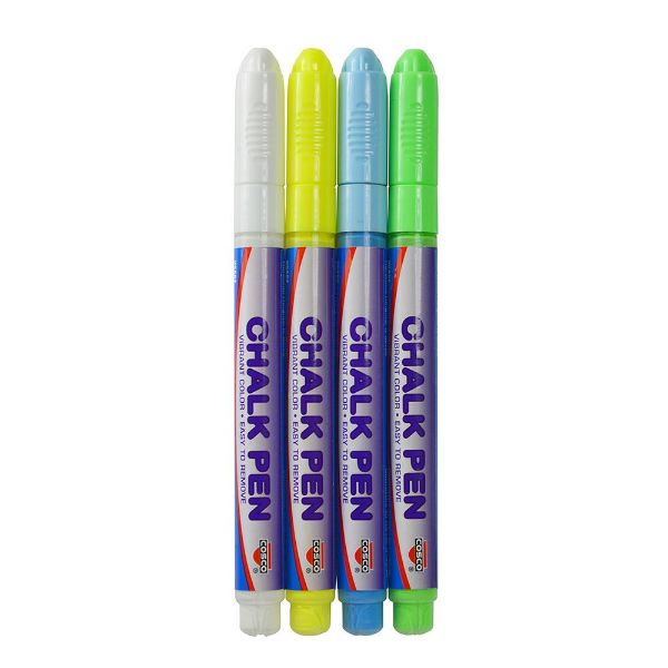 Cosco Chalk Marker, White, Green, Blue, Yellow (098390)