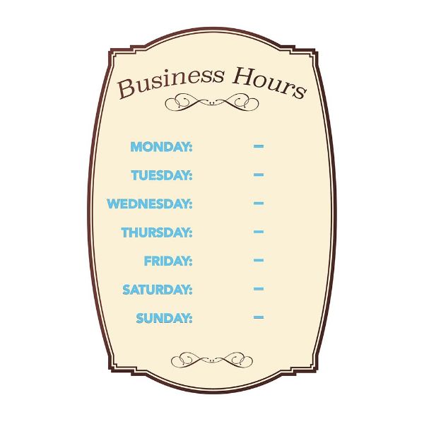 Cosco Business Hours Boutique Sign Static Cling Numbers Included 8 x 12 inches (098392)