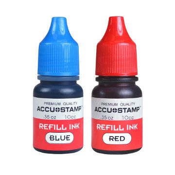 AccuStamp Ink Refill for Pre-Ink Stamps, Blue and Red, Pack of 2, .35oz/each (032958)