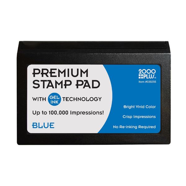 2000 PLUS Stamp Pad, Premium Gel Stamp Pad for Blue Ink, Size Number 1, Long Lasting 2.75” by 4.25” (030255)