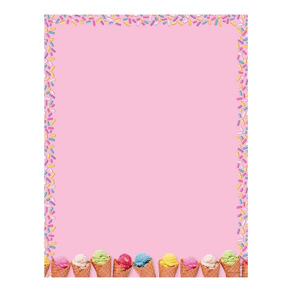 Great Papers! Ice Cream Scoops Letterhead, for Birthdays, Classrooms, Invitations and Parties, Printer Friendly 8.5” x 11”, 80 Count (2019072)