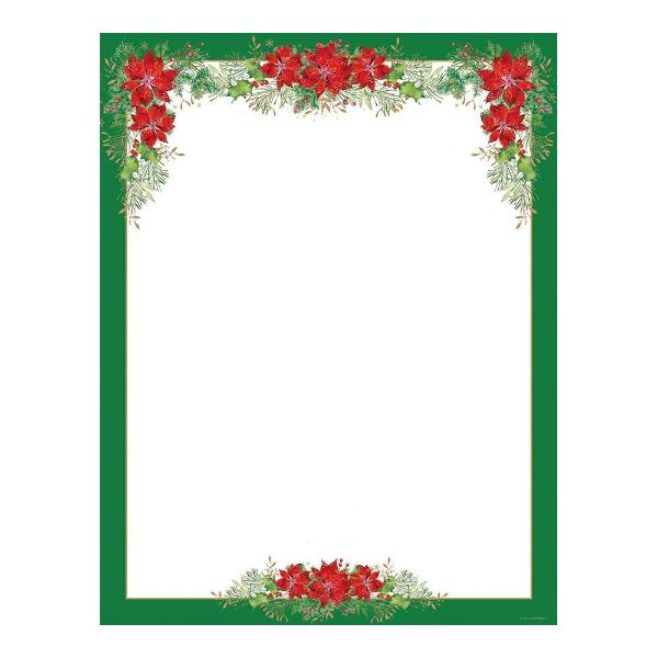 Great Papers! Holiday Stationery Letterhead, Poinsettia Valance, 8.5" x 11", 80 count  (2013243)