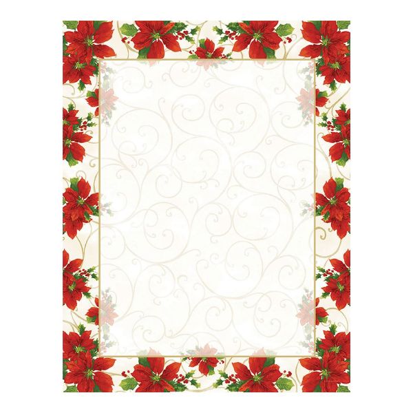 Great Papers! Poinsettia Swirl Letterhead, 25 count, 11" x 8.5" (20103011)