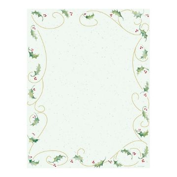 Great Papers! Holly Bunch Holiday Letterhead Stationery, 8.5" x 11", Printer Compatible, 80 Sheets (