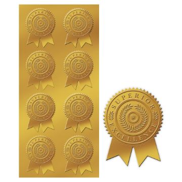 Great Papers! Starburst Ribbon Embossed Gold Foil Certificate Seal, for Diplomas and Awards, 48 Pack (903418)