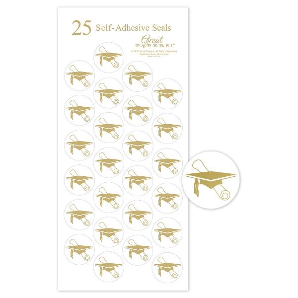 Great Papers! Gold Foil Graduation Seals, 1" diameter, Self-Adhesive, 25 count