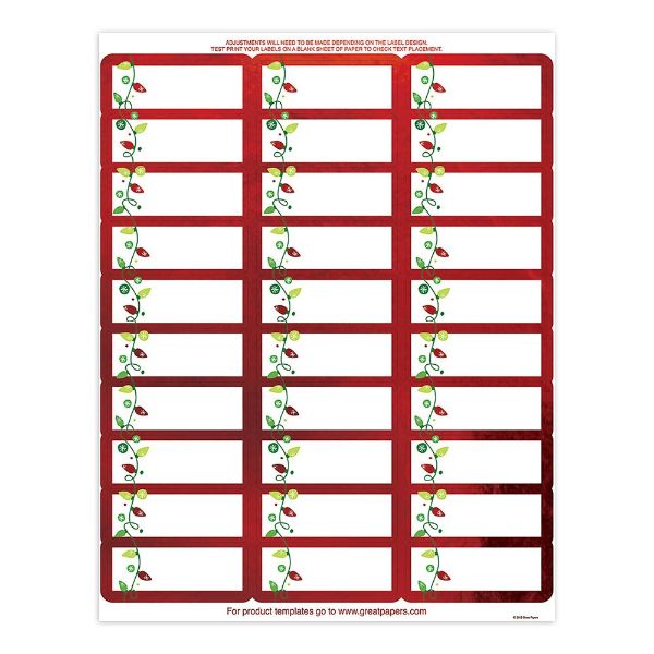 Great Papers! String Of Lights 30-Up Foil Address Label, 4 sheets/120 labels, 1" x 2.625" (2012302)