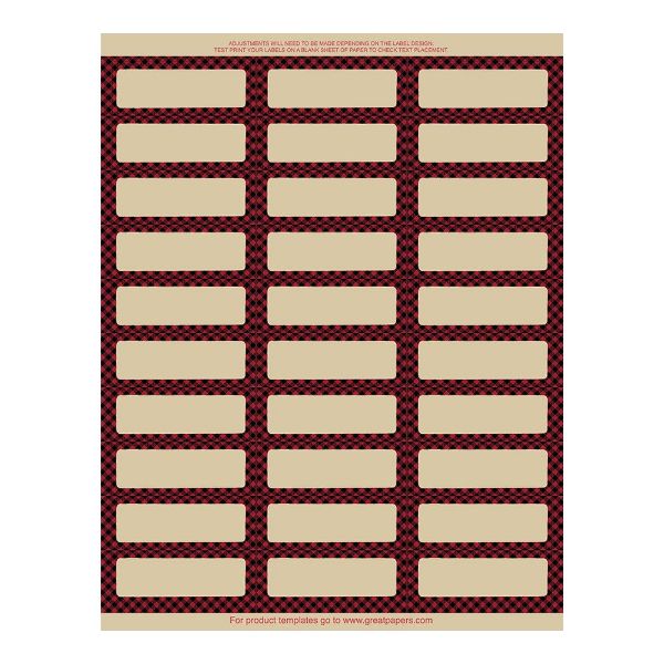 Great Papers! Buffalo Plaid Reindeer 30-Up Address Labels, 8.5" x 11" Sheet/1" x 2.625" Label, 5 Sheets/150 Labels (2019123)
