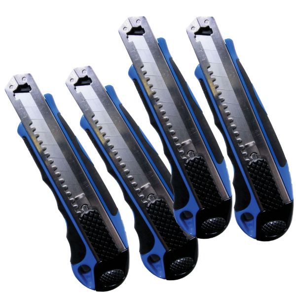 COSCO Heavy Duty Snap Utility Knife Set, 4-Pack, Push-Button Snap-Off Box Cutters (091514PK4)