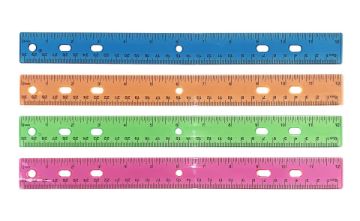Cosco Plastic Ruler, 12-Inch,  Assorted Colors, Inch & Metric Measurements, Durable Transparent Straight Edge for School, Office & Home, 4 Pack (098572)