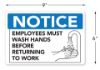 Cosco Notice Must Wash Hands Sign 9" x 6" Blue and White Restroom Sign for Business Kitchen and Workplace 1 Count (098606)