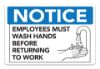 Cosco Notice Must Wash Hands Sign 9" x 6" Blue and White Restroom Sign for Business Kitchen and Workplace 1 Count (098606)