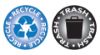 Cosco Recycle and Trash Bin Decal Set 4" Diameter Blue Recycle and Black Trash Stickers for Waste Sorting 2 Count (098594)