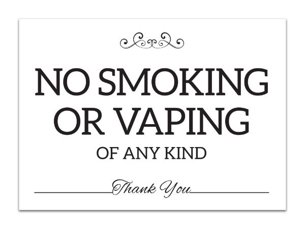 Cosco No Smoking No Vaping Sign Spa Style 7" x 5" Decorative Smoke Free Sign for Business Office and Public Spaces 1 Count (098650)