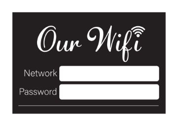 Cosco WiFi Password Sign 6" x 4" Black with White Imprint Display Sign for Office Restaurant Cafe or Reception Area 1 Count (098646)