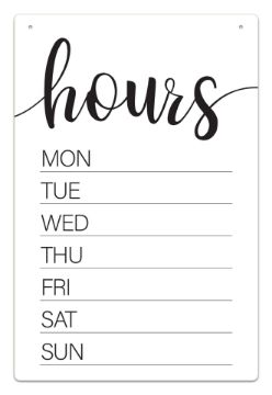 Cosco Dry Erase Business Hours Sign Spa Style 8" x 12" White with Black Imprint Reusable Store Hours Board 1 Count (098644)