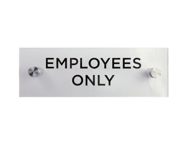 Cosco Employees Only Sign Clear Acrylic with Decorative Hardware 3" x 9" Professional Door Sign 1 Count (098530)