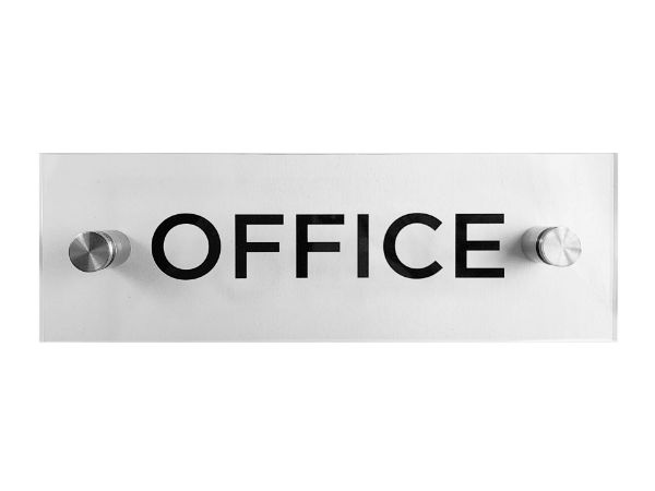 Cosco Office Sign Clear Acrylic with Decorative Hardware 3" x 9" Modern Door Sign 1 Count (098526)