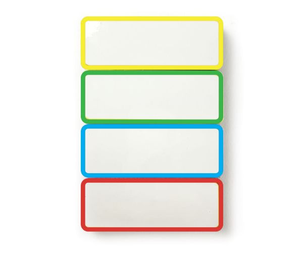 Cosco Magnetic Dry Erase Labels 3.2" x 1.2" Assorted Red Yellow Blue Green Border Reusable Magnetic Signs 24 Count (098562)