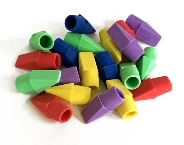 Cosco Pencil Top Erasers, Assorted Colors, Latex-Free Cap Erasers for Standard Pencils, Smudge-Free Erasing for School, Home & Office, 20 Pack (098532)